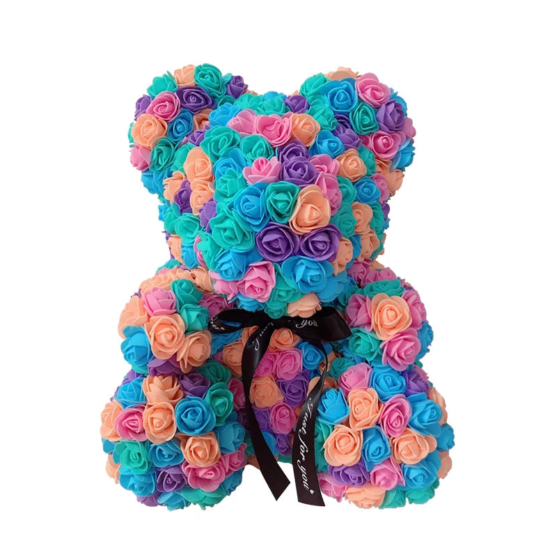 25 & 40cm Rose Bear Heart Artificial Flower Rose Teddy Bear For Women Valentine's Wedding Birthday Christmas Gift