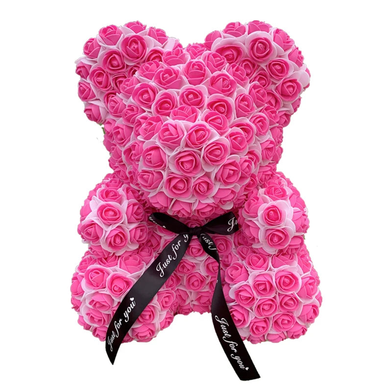 25 & 40cm Rose Bear Heart Artificial Flower Rose Teddy Bear For Women Valentine's Wedding Birthday Christmas Gift