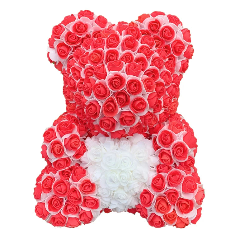 25 & 40cm Rose Bear Heart Artificial Flower Rose Teddy Bear For Women Valentine's Wedding Birthday Christmas Gift