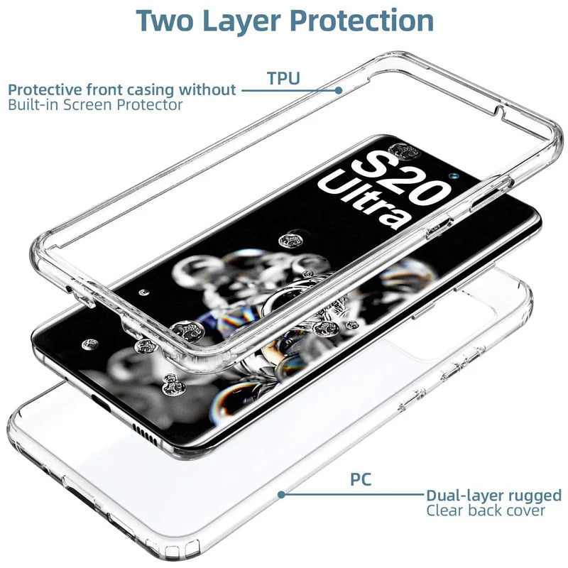 360 Full Clear Silicone Case For Samsung Galaxy S22 S21 S20 S23 FE S24Ultra S10 S9 S8 Plus S7 S10 5G Note 20 10 9 8 S10E Cover