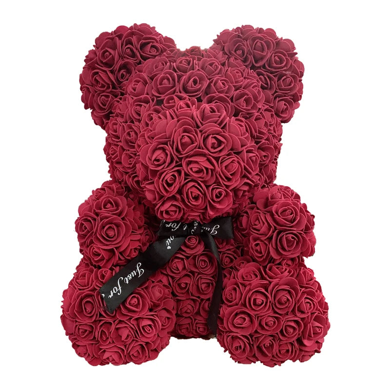 25 & 40cm Rose Bear Heart Artificial Flower Rose Teddy Bear For Women Valentine's Wedding Birthday Christmas Gift