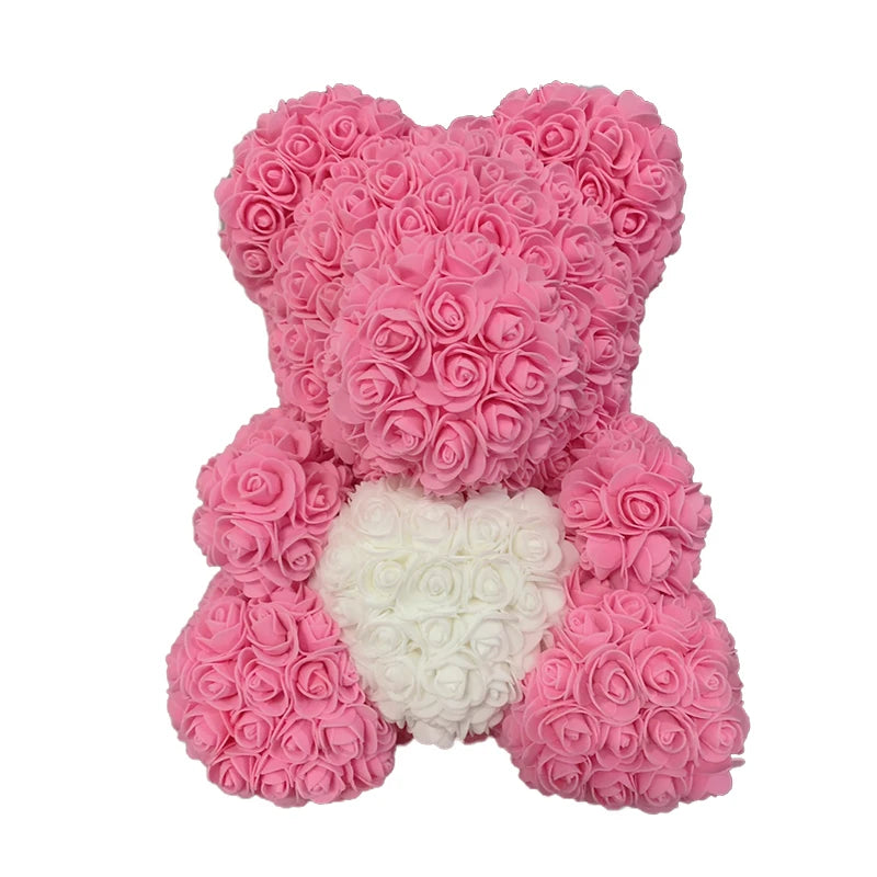 25 & 40cm Rose Bear Heart Artificial Flower Rose Teddy Bear For Women Valentine's Wedding Birthday Christmas Gift