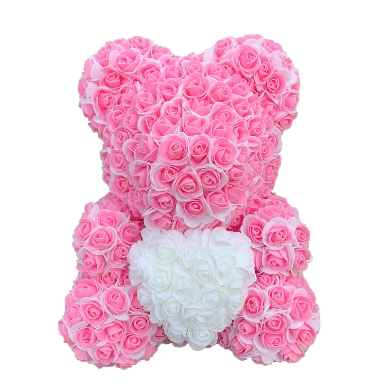 25 & 40cm Rose Bear Heart Artificial Flower Rose Teddy Bear For Women Valentine's Wedding Birthday Christmas Gift