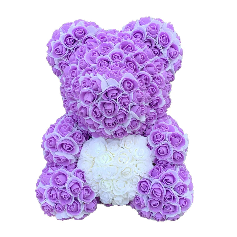 25 & 40cm Rose Bear Heart Artificial Flower Rose Teddy Bear For Women Valentine's Wedding Birthday Christmas Gift