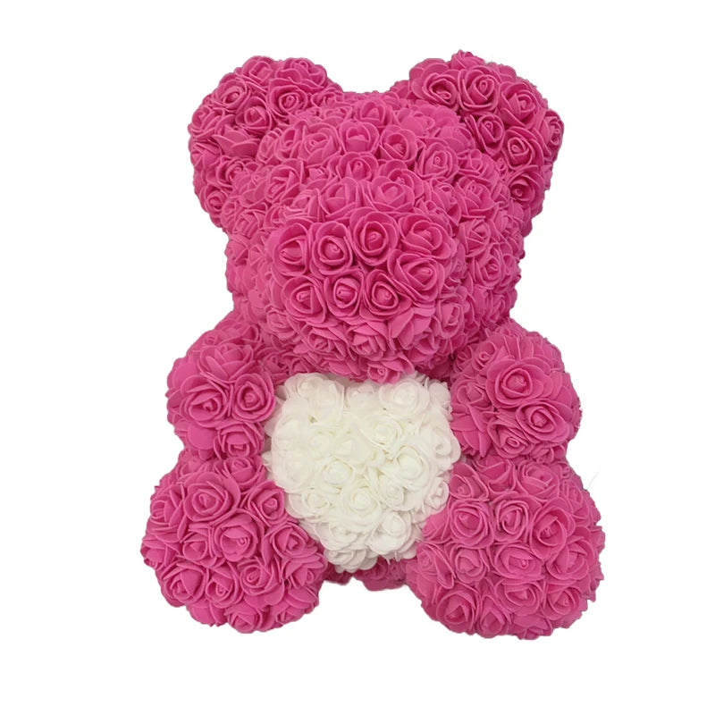 25 & 40cm Rose Bear Heart Artificial Flower Rose Teddy Bear For Women Valentine's Wedding Birthday Christmas Gift