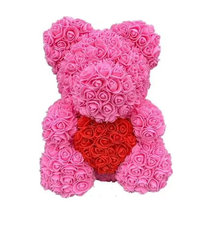 25 & 40cm Rose Bear Heart Artificial Flower Rose Teddy Bear For Women Valentine's Wedding Birthday Christmas Gift