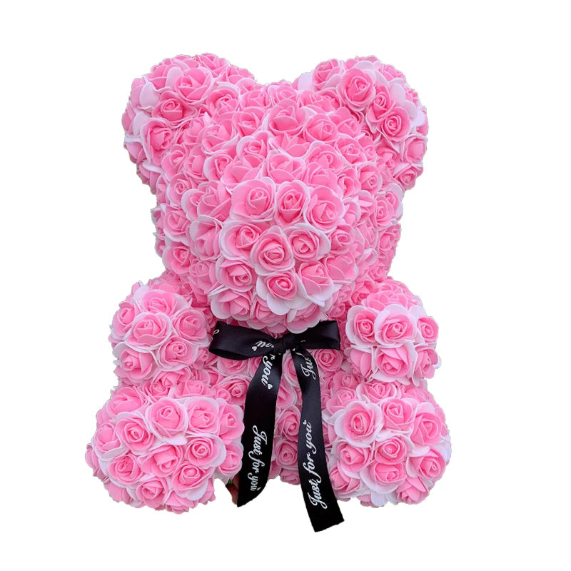 25 & 40cm Rose Bear Heart Artificial Flower Rose Teddy Bear For Women Valentine's Wedding Birthday Christmas Gift