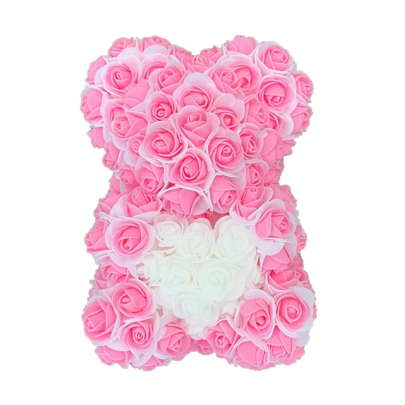 25 & 40cm Rose Bear Heart Artificial Flower Rose Teddy Bear For Women Valentine's Wedding Birthday Christmas Gift