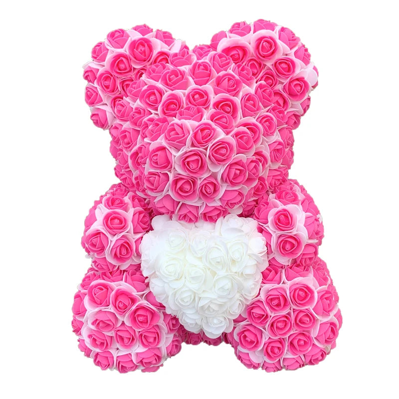 25 & 40cm Rose Bear Heart Artificial Flower Rose Teddy Bear For Women Valentine's Wedding Birthday Christmas Gift