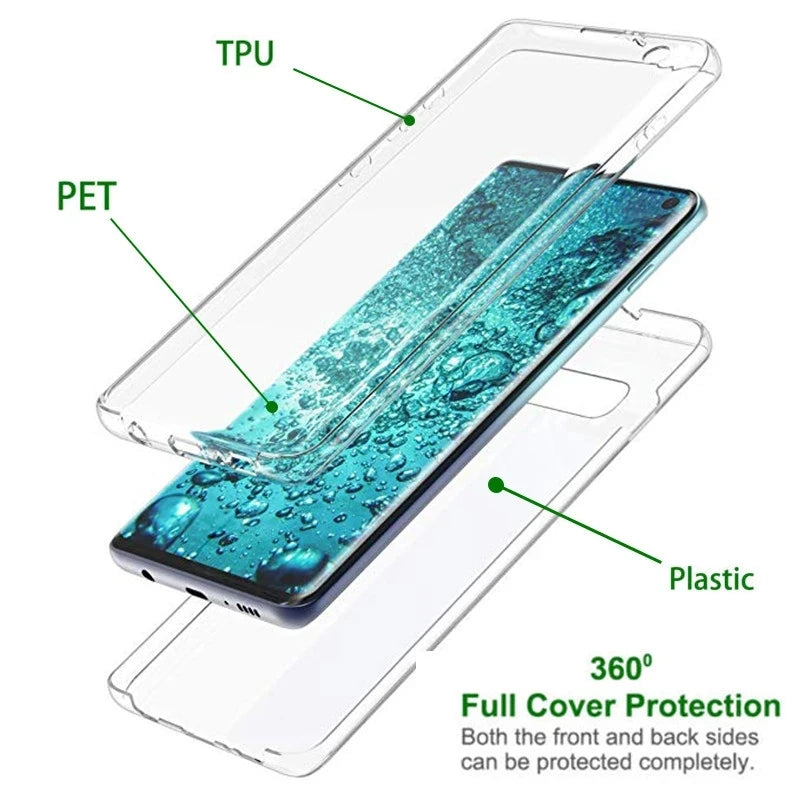 360 Full Clear Silicone Case For Samsung Galaxy S22 S21 S20 S23 FE S24Ultra S10 S9 S8 Plus S7 S10 5G Note 20 10 9 8 S10E Cover