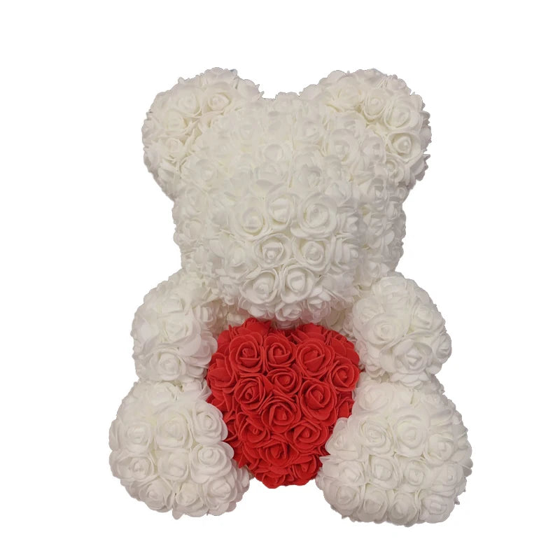 25 & 40cm Rose Bear Heart Artificial Flower Rose Teddy Bear For Women Valentine's Wedding Birthday Christmas Gift