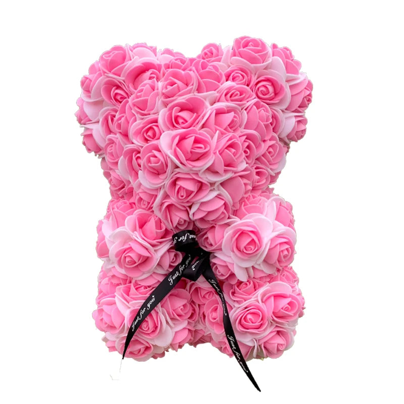 25 & 40cm Rose Bear Heart Artificial Flower Rose Teddy Bear For Women Valentine's Wedding Birthday Christmas Gift