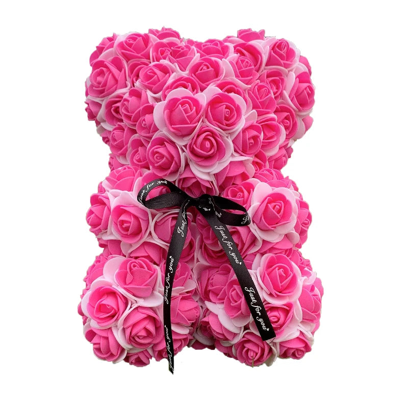 25 & 40cm Rose Bear Heart Artificial Flower Rose Teddy Bear For Women Valentine's Wedding Birthday Christmas Gift