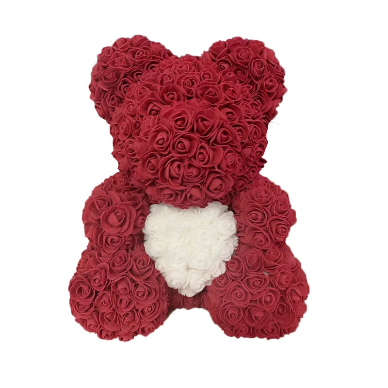 25 & 40cm Rose Bear Heart Artificial Flower Rose Teddy Bear For Women Valentine's Wedding Birthday Christmas Gift