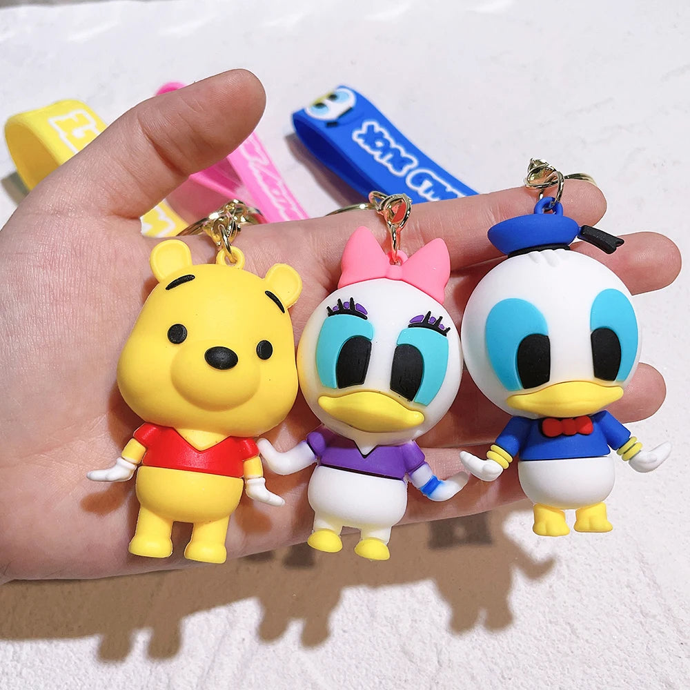 New Anime Disney Keychain Cartoon Mickey Mouse Minnie Lilo & Stitch Cute Doll Keyring Ornament Key Chain Pendant Kids Toys Gifts