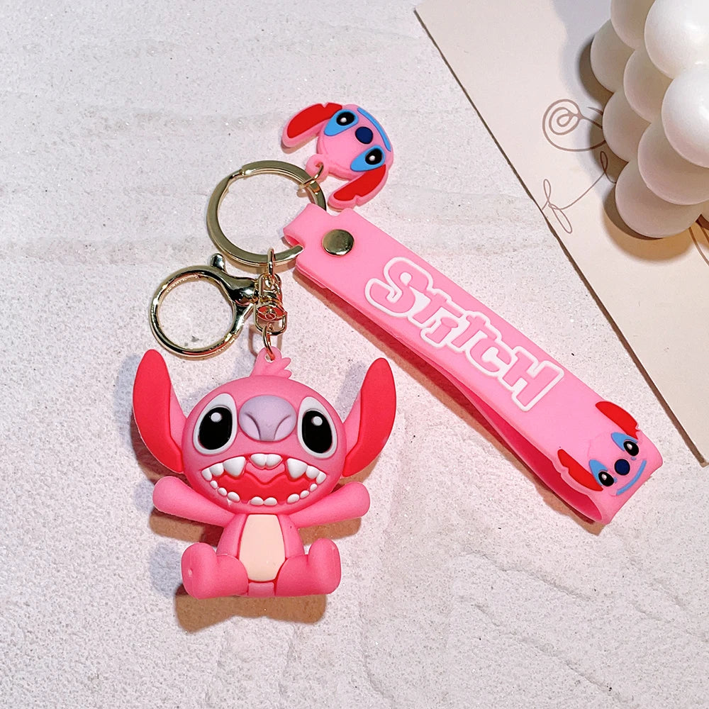 New Anime Disney Keychain Cartoon Mickey Mouse Minnie Lilo & Stitch Cute Doll Keyring Ornament Key Chain Pendant Kids Toys Gifts