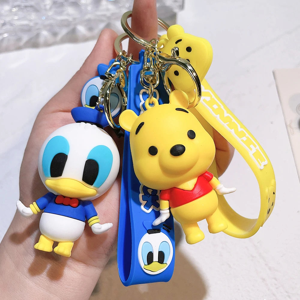 New Anime Disney Keychain Cartoon Mickey Mouse Minnie Lilo & Stitch Cute Doll Keyring Ornament Key Chain Pendant Kids Toys Gifts