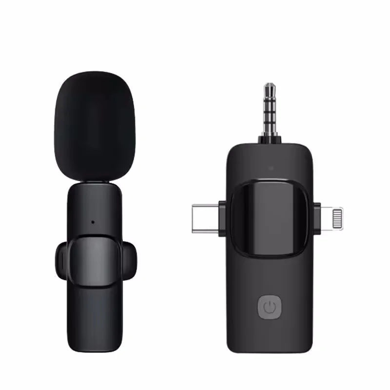 3 in 1 Wireless Microphone for iPhone Android Wireless Lavalier Microphone Noise Canceling Lapel Mic for Interview Video Podcast